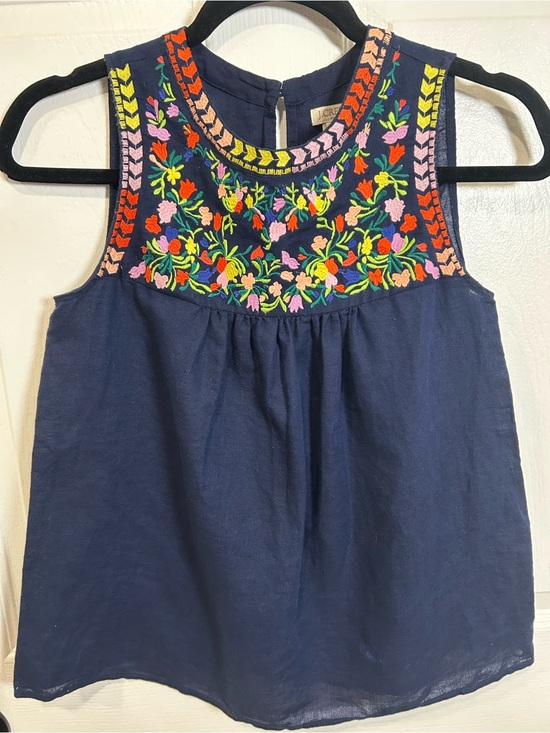 J. Crew Tops - J. Crew Navy Floral Embroidered Tank
